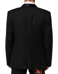 Dolce & Gabbana Black Wool GOLD 1 Button Men Suit Blazer