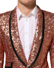 Dolce & Gabbana Pink Sequin SICILIA 1 Button Men Suit Blazer