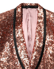 Dolce & Gabbana Pink Sequin SICILIA 1 Button Men Suit Blazer