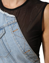 Dolce & Gabbana Blue Nylon Patchwork Denim Sheath Mini Dress