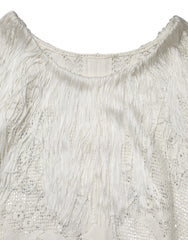 Dolce & Gabbana White Floral Lace Fringe Knee Length Dress