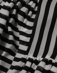 Dolce & Gabbana Black White Stripes Silk V-neck Midi Dress
