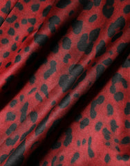 Dolce & Gabbana Red Leopard Sheath Long Sleeves Dress