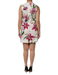 Dolce & Gabbana White Cotton Floral Sleeveless Mini Dress