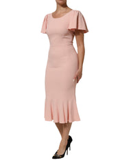 Dolce & Gabbana Pink Viscose Fit Flared Sheath Midi Dress