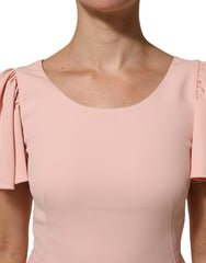 Dolce & Gabbana Pink Viscose Fit Flared Sheath Midi Dress