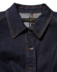 Dolce & Gabbana Dark Blue Cotton Collared Denim Coat Jacket