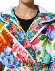 Dolce & Gabbana Multicolor Floral Print Belted Bathrobe Coat Jacket
