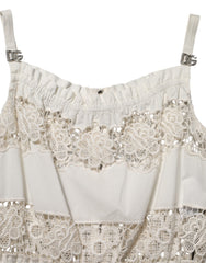 Dolce & Gabbana White Poplin Openwork Embroidery Tank Top