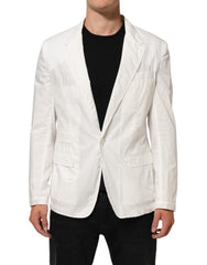 Dolce & Gabbana White Cotton 1 Button Men Suit Blazer