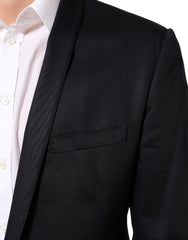 Dolce & Gabbana Black Cotton 1 Button Suit Jacket Blazer