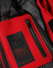 Dolce & Gabbana Red Nylon Hooded Men Full Zip Parka Jacket