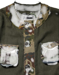 Dolce & Gabbana Brown Camouflage Linen Button Down Jacket