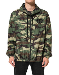 Dolce & Gabbana Green Camouflage Hooded Sweatshirt Jacket