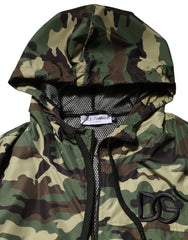 Dolce & Gabbana Green Camouflage Hooded Sweatshirt Jacket