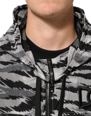 Dolce & Gabbana Gray Camouflage Hooded Sweatshirt Jacket