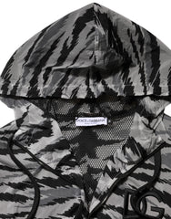 Dolce & Gabbana Gray Camouflage Hooded Sweatshirt Jacket