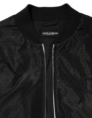 Dolce & Gabbana Black Acetate Full Zip Bomber Men Jacket