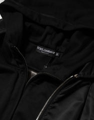 Dolce & Gabbana Black Cotton Hooded Full Zip Bomber Jacket