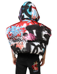 Dolce & Gabbana Multicolor Graffiti Hooded Sportswear Vest Jacket