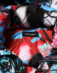Dolce & Gabbana Multicolor Graffiti Hooded Sportswear Vest Jacket
