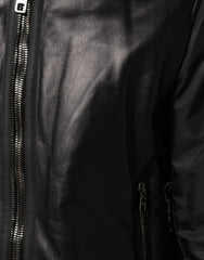 Dolce & Gabbana Black Leather Nylon FullZip Blouson Jacket