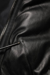 Dolce & Gabbana Black Leather Nylon FullZip Blouson Jacket