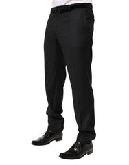 Dolce & Gabbana Black Wool Mid Waist Dress Men Trouser Pants