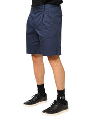 Dolce & Gabbana Blue Cotton Stretch Mid Waist Bermuda Shorts