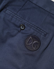 Dolce & Gabbana Blue Cotton Stretch Mid Waist Bermuda Shorts