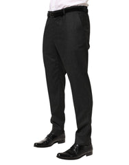 Dolce & Gabbana Black Cotton Mid Waist Dress Trouser Pants