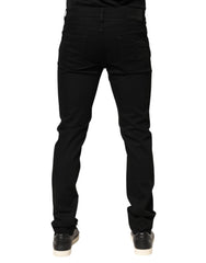 Dolce & Gabbana Black Cotton Mid Waist Skinny Men Denim Jeans