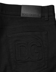 Dolce & Gabbana Black Cotton Mid Waist Skinny Men Denim Jeans
