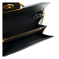 PINKO Black Leather Clutch Bag