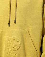 Dolce & Gabbana Yellow Logo Cotton Hooded Sweatshirt Sweater