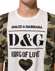 Dolce & Gabbana White Logo Camouflage Crew Neck Men T-shirt