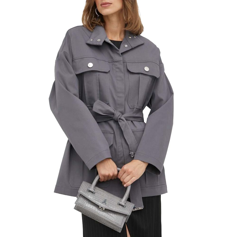 Patrizia Pepe Gray Cotton Jackets & Coat