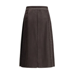 Burberry Brown Silk Midi Skirt