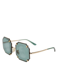 Dolce & Gabbana DG2216 Gold Square Frame Green Lens Shades Sunglasses