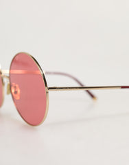 Dolce & Gabbana Pink Gold Metal Round Shades Eyewear Sunglasses