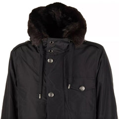 Dolce & Gabbana Black Silk Men Parka