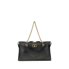 Valentino Garavani Black Calf Leather Bos Taurus Shoulder Bag