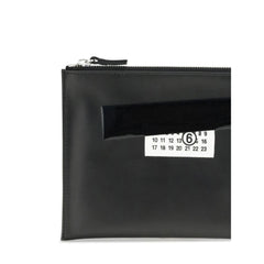 MM6 Black Calf Leather Bos Taurus Clutch Bag