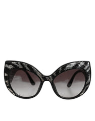 Dolce & Gabbana Black Silver Sequin Butterfly Polarized Sunglasses