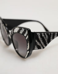 Dolce & Gabbana Black Silver Sequin Butterfly Polarized Sunglasses