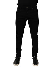 Dolce & Gabbana Black Cotton Stretch Slim Fit Men Denim Jeans