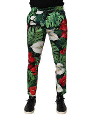 Dolce & Gabbana Multicolor Floral Print Cotton Tapered Pants