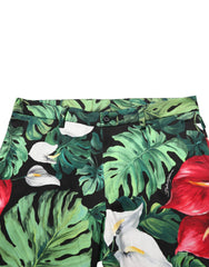 Dolce & Gabbana Multicolor Floral Print Cotton Tapered Pants