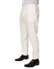 Dolce & Gabbana White Linen Formal Dress Men Trouser Pants