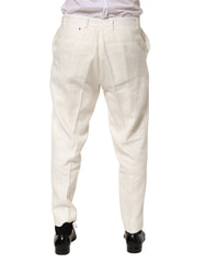 Dolce & Gabbana White Linen Formal Dress Men Trouser Pants